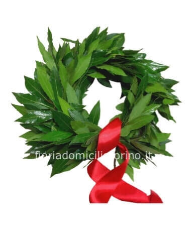 Coroncina di alloro per laurea con bacche e fiocco